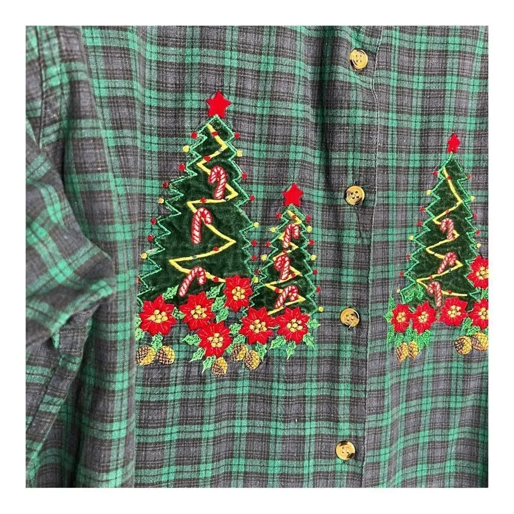 Vintage Victoria Jones‎ Christmas Embroidered Shirt - Picture 7 of 7